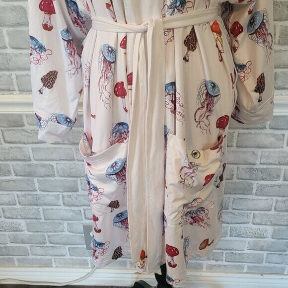 Plover Unisex Luxury Robe Jellyfish Mushroom Psychajellic Print OS Beach Cover - Picture 4 of 9